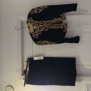 Velvet blazer and skirt set